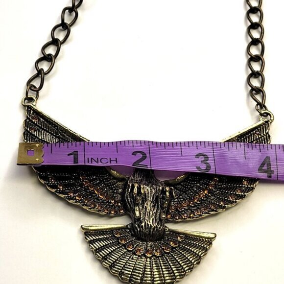 Eagle Pendant Necklace Antique Gold Eagle Statement Pendant Necklace - Picture 8 of 13